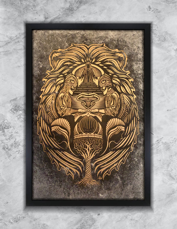 LOYALTY - GOLD SATIN - BLACK/SILVER - STENCIL ART